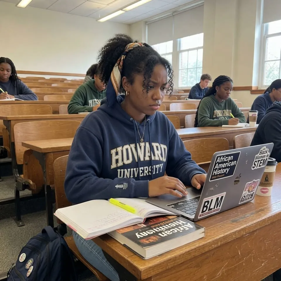 Реалистичное фото 21-летней темнокожей женщины с кудрявыми волосами в университетском худи — исходник до ИИ для фото на паспорт